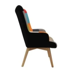 Fauteuil Assise En Tissu Patchwork Helsinki. 6 Fauteuil Assise En Tissu Patchwork Helsinki. -Maison 67613