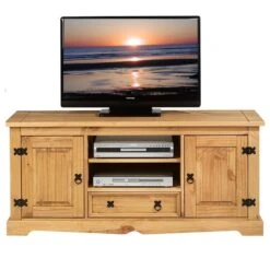 Meuble TV TEQUILA, 2 Portes Et 1 Tiroir, En Pin Massif Finition Teint?... -Maison 81288 2