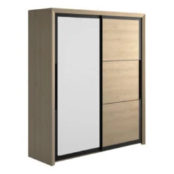 Armoire 2 Portes Coulissantes L.191 Cm BRUGGES Imitation Châtaignier ...