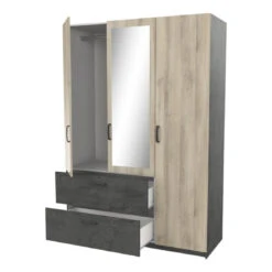 Armoire 3 Portes 2 Tiroirs L.134 Cm READY Imitation Chêne Kronberg Et... -Maison armoire 3 portes 2 tiroirs l134 cm ready imitation chene kronberg et ardoise 11674610 30741534 1140x1140