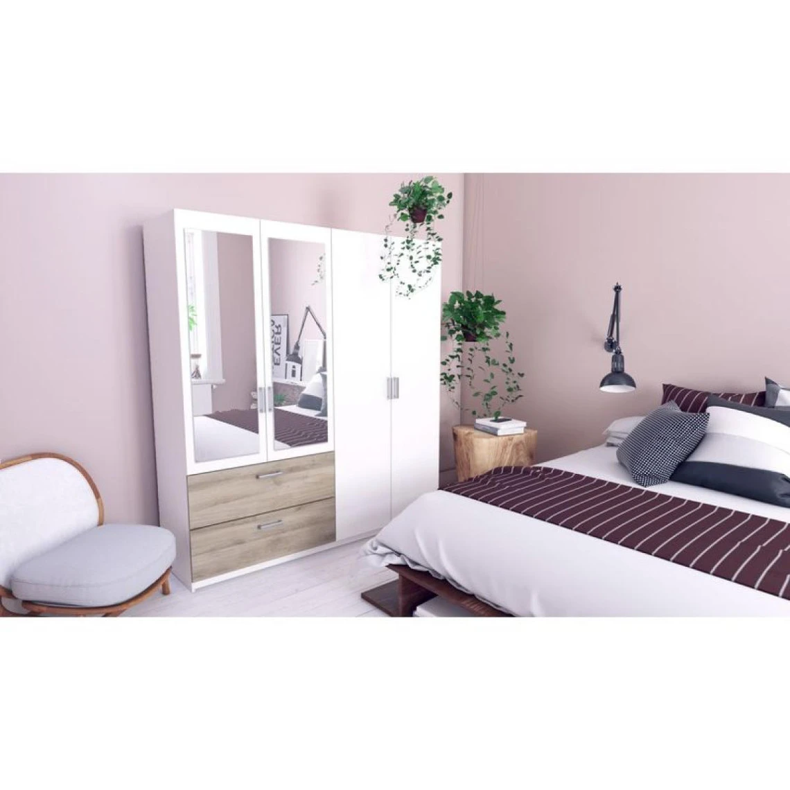 Armoire 4 Portes 2 Tiroirs L.179 Cm READY Imitation Chêne Kronberg Et... 2 Armoire 4 Portes 2 Tiroirs L.179 Cm READY Imitation Chêne Kronberg Et... – Image 2