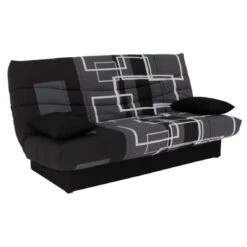 Maison 25 Banquette Lit Clic-clac PORTO Labyrinthe Noir Et Gris