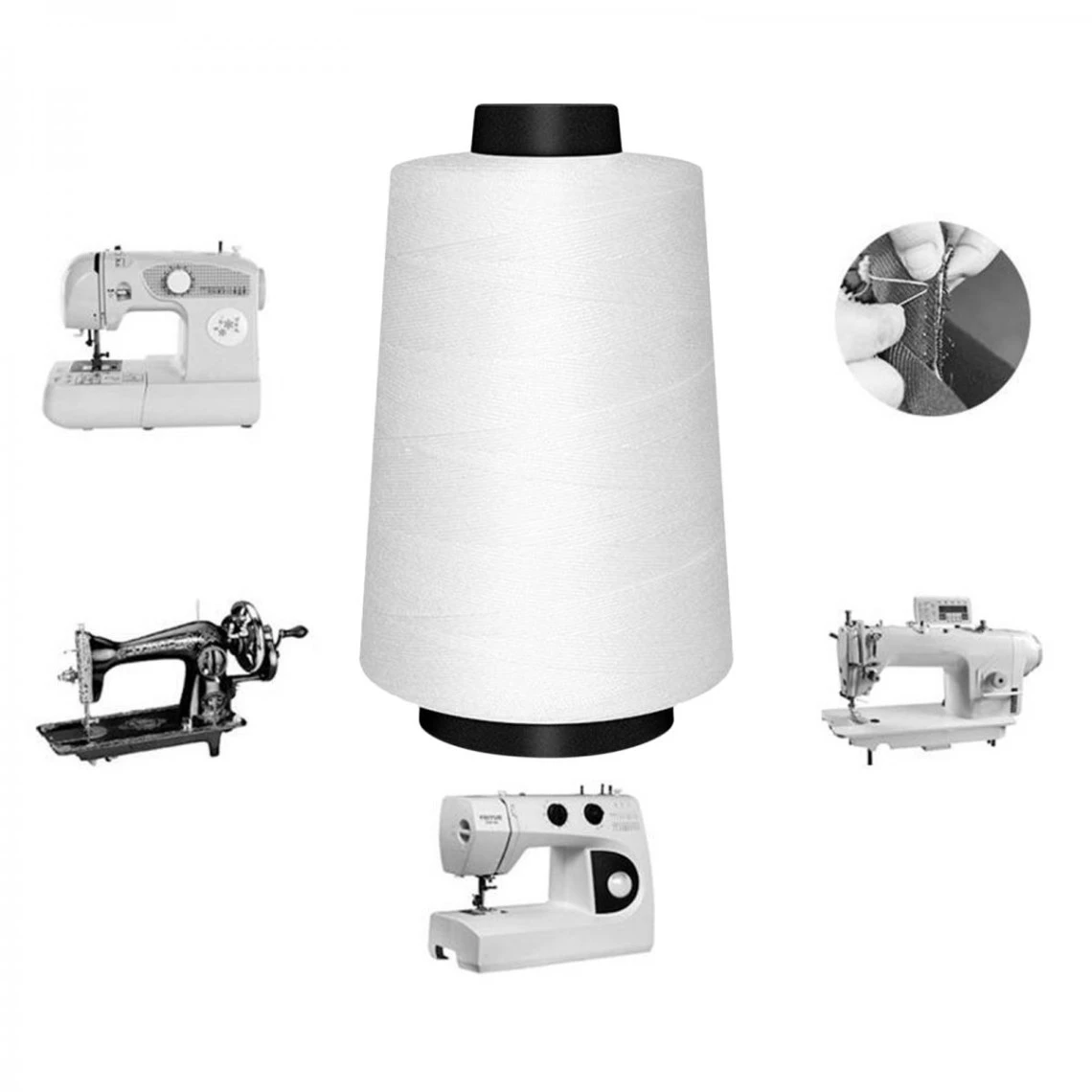 Bobines De Fil À Coudre En Polyester Coloré Assorti Blanc – Image 2