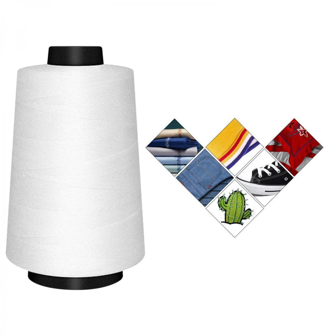 Bobines De Fil À Coudre En Polyester Coloré Assorti Blanc – Image 4