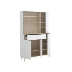 Buffet De Cuisine WAJDI - 4 Portes, 1 Tiroir Et 3 Niches - Blanc Et Ch... -Maison buffet de cuisine wajdi 10881558 28412110 1140x1140