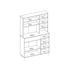 Buffet De Cuisine WAJDI - 4 Portes, 1 Tiroir Et 3 Niches - Blanc Et Ch... -Maison buffet de cuisine wajdi 10881558 28412114 1140x1140