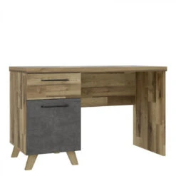 Bureau 1 Porte Et 1 Tiroir RICCIANO Imitation Chêne Et Béton