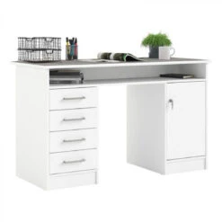 Bureau Droit LEXIK Blanc Et Imitation Béton