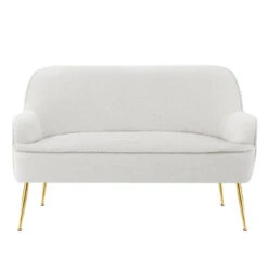 Canapé Droit MARCELINO Fixe Tissu Bouclette Blanc