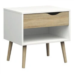 Maison 6 Chevet OSLO Blanc/ Imitation Chêne