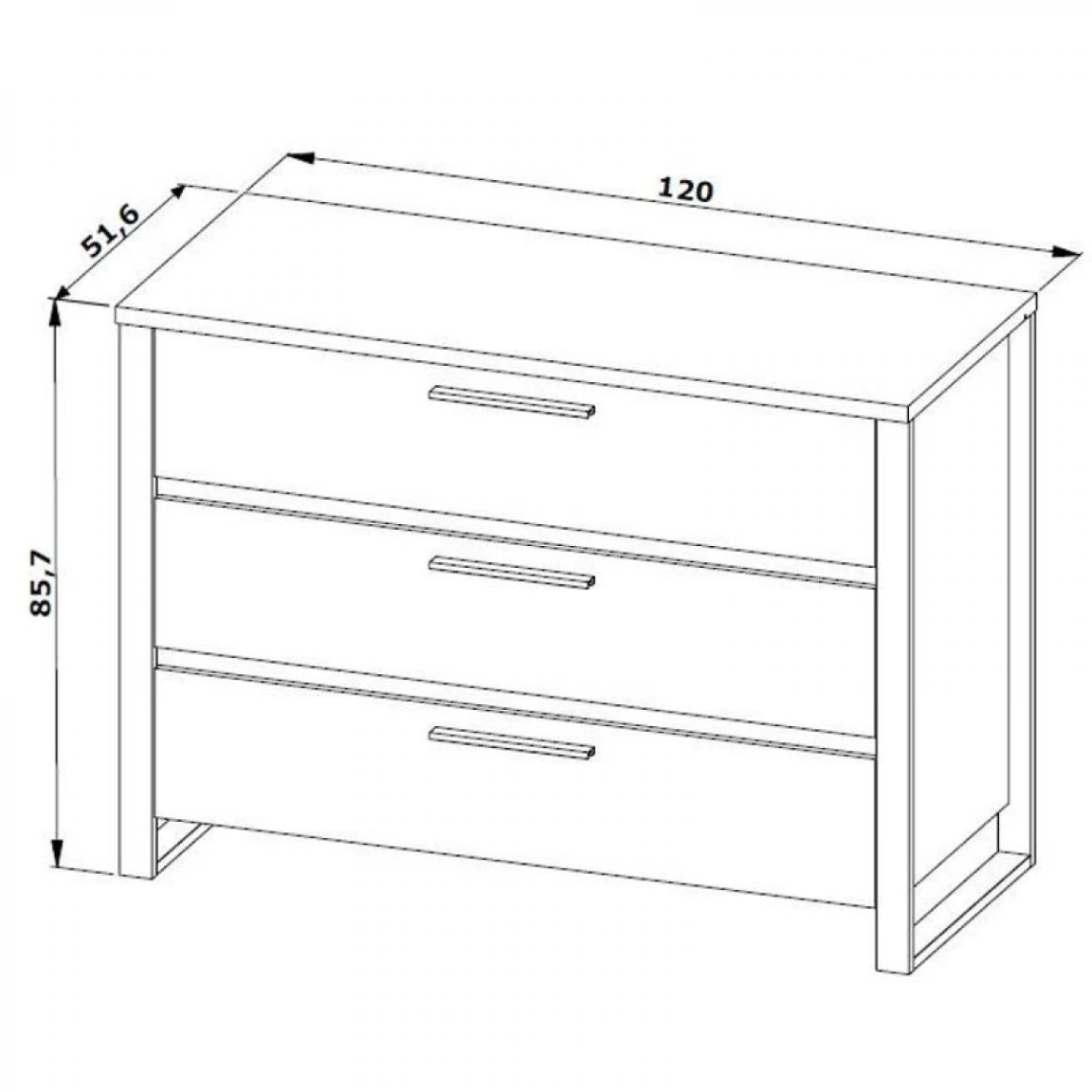 Time Commode 3 Tiroirs DISTRICT Imitation Chêne Et Noir 4 Time Commode 3 Tiroirs DISTRICT Imitation Chêne Et Noir – Image 4