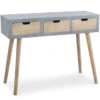 Console Grise Et Bois 3 Tiroirs VERAH