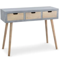Maison 20 Console Grise Et Bois 3 Tiroirs VERAH
