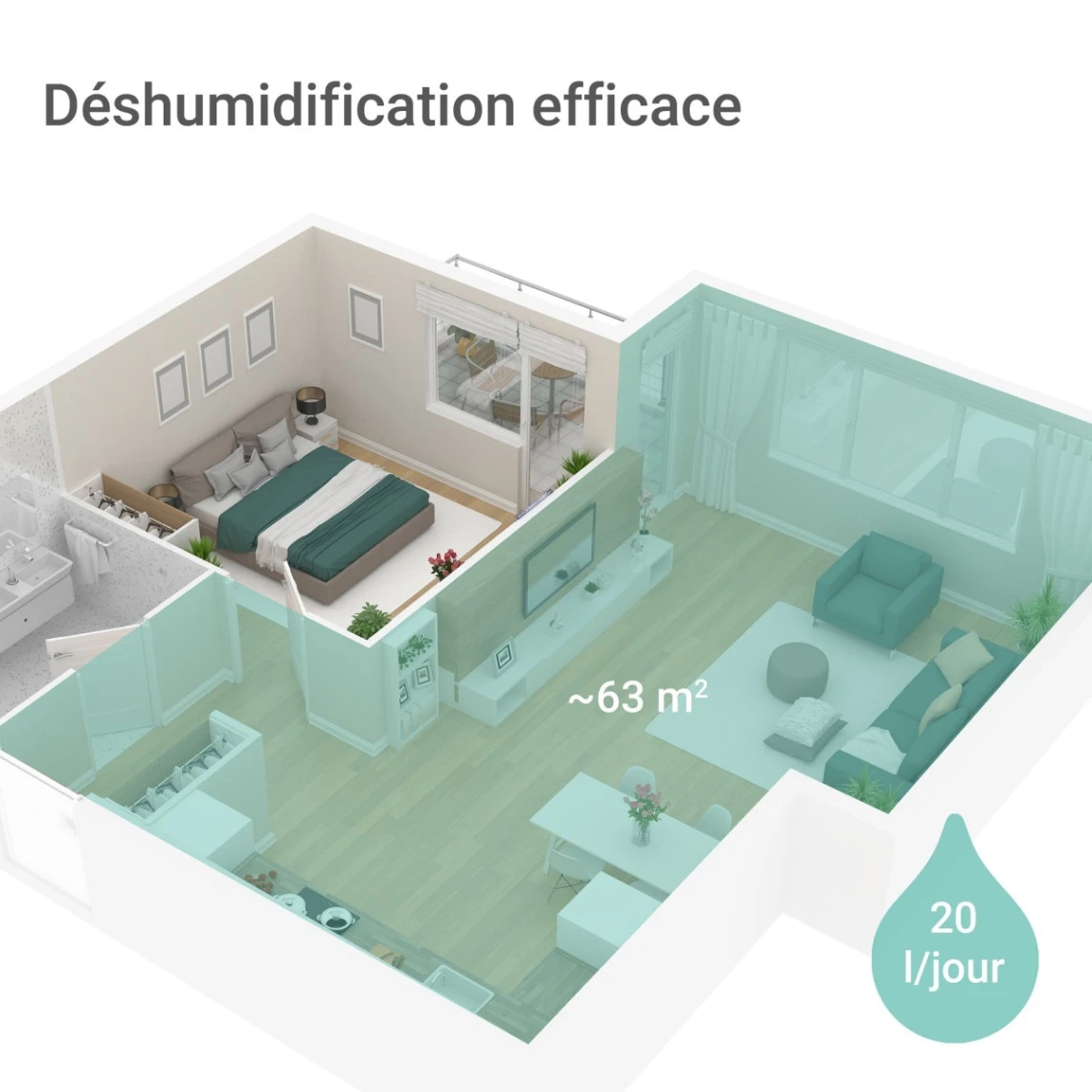 Déshumidificateur D'Air Electrique DRYFIX 20 DESIGN - Extraction 20 L... 2 Déshumidificateur D'Air Electrique DRYFIX 20 DESIGN - Extraction 20 L... – Image 2
