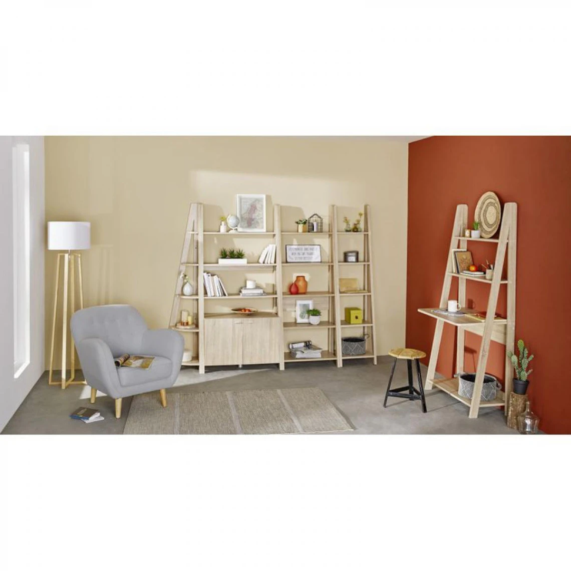 Etagère D'angle Tangga 2 Imitation Chêne 5 Etagère D'angle Tangga 2 Imitation Chêne – Image 5