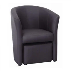 Fauteuil Cabriolet Et Pouf CLAYTON PU Gris Anthracite