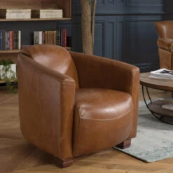 Fauteuil Chicago Vintage Cuir Pieds Bois GASTON -Maison fauteuil chicago vintage cuir pieds bois gaston 3357768 6183348 48 1140x1140