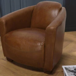 Fauteuil Chicago Vintage Cuir Pieds Bois GASTON -Maison fauteuil chicago vintage cuir pieds bois gaston 3357768 6183352 52 1140x1140