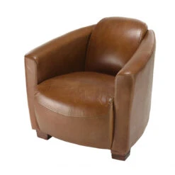 Fauteuil Chicago Vintage Cuir Pieds Bois GASTON -Maison fauteuil chicago vintage cuir pieds bois gaston 3357768 6183354 54 1140x1140