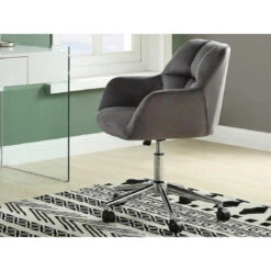 Chaise De Bureau - Velours - Gris - Hauteur Réglable - PEGA -Maison fauteuil de bureau pega 10504350 27218480 1140x1140