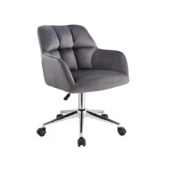 Chaise De Bureau - Velours - Gris - Hauteur Réglable - PEGA -Maison fauteuil de bureau pega 10504350 27218482 1140x1140