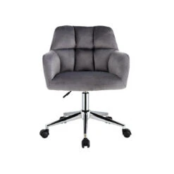 Chaise De Bureau - Velours - Gris - Hauteur Réglable - PEGA -Maison fauteuil de bureau pega 10504350 27218484 1140x1140