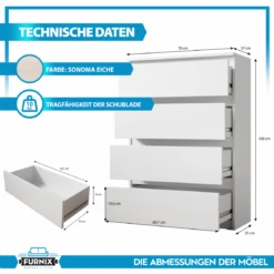 Furnix Commode / Meuble De Rangement ARENAL Avec 4 Tiroirs 70 X 37 X 9... -Maison furnix commode meuble de rangement arenal avec 4 tiroirs 70 x 37 x 98 cm chene sonoma style moderne 11343530 29635764 1140x1140