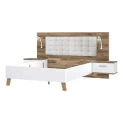 Lit 140x190cm Chevets Intégrés RICCIANO Imitation Chêne Et Blanc -Maison lit 140x190cm chevets integres ricciano imitation chene et blanc 13735320 37902372 1140x1140