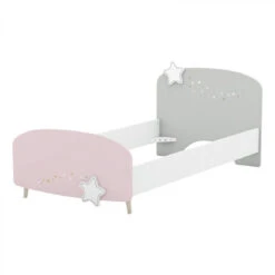 Lit 90x190 Cm ETOILES 2 Gris, Rose Et Blanc 7 Lit 90x190 Cm ETOILES 2 Gris, Rose Et Blanc -Maison lit 90 x 190 cm etoiles 2 gris rose et blanc 11355196 29665062 1140x1140