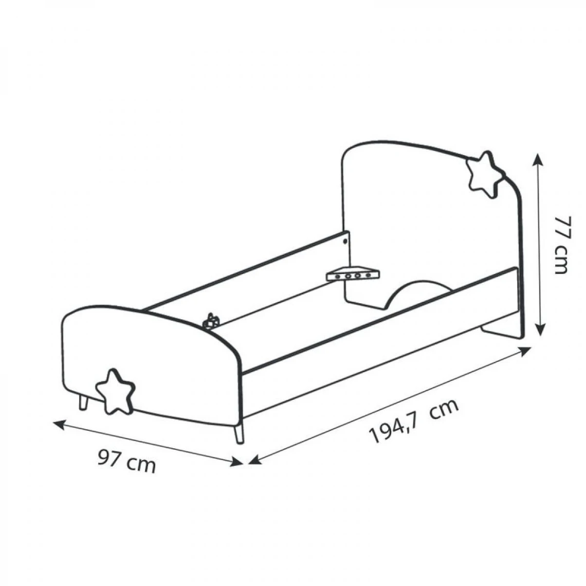 Lit 90x190 Cm ETOILES 2 Gris, Rose Et Blanc 5 Lit 90x190 Cm ETOILES 2 Gris, Rose Et Blanc – Image 5