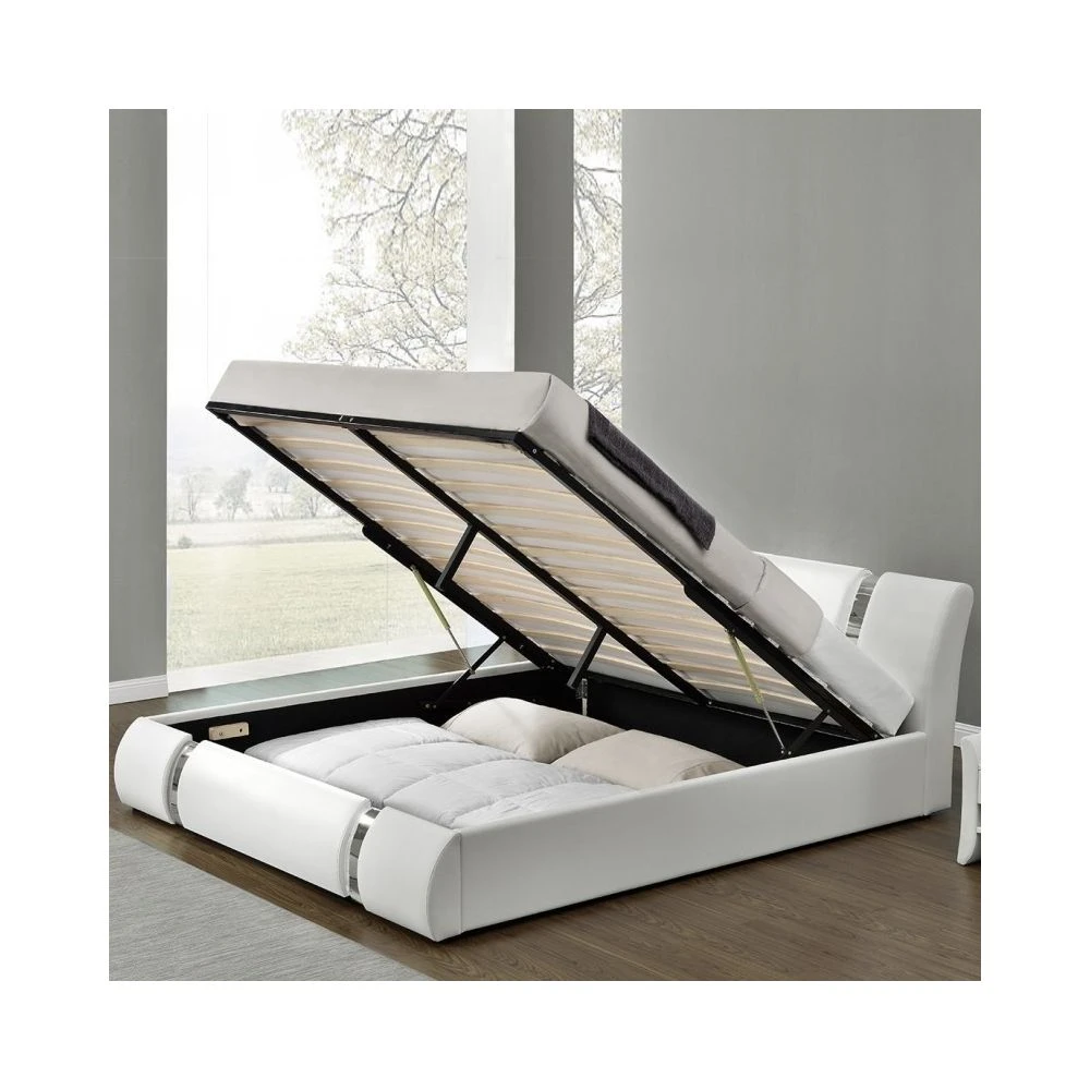 Lit Coffre Sommier Relevable Nova - Blanc - 160x200 3 Lit Coffre Sommier Relevable Nova - Blanc - 160x200 – Image 3