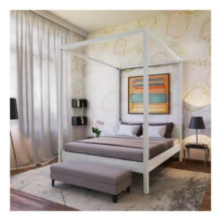 Lit Double à Baldaquin ROMANCE 140x190 / Blanc