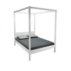 Lit Double à Baldaquin ROMANCE 140x190 / Blanc -Maison lit double a baldaquin romance 140x190 blanc 8121999 20682659 1140x1140