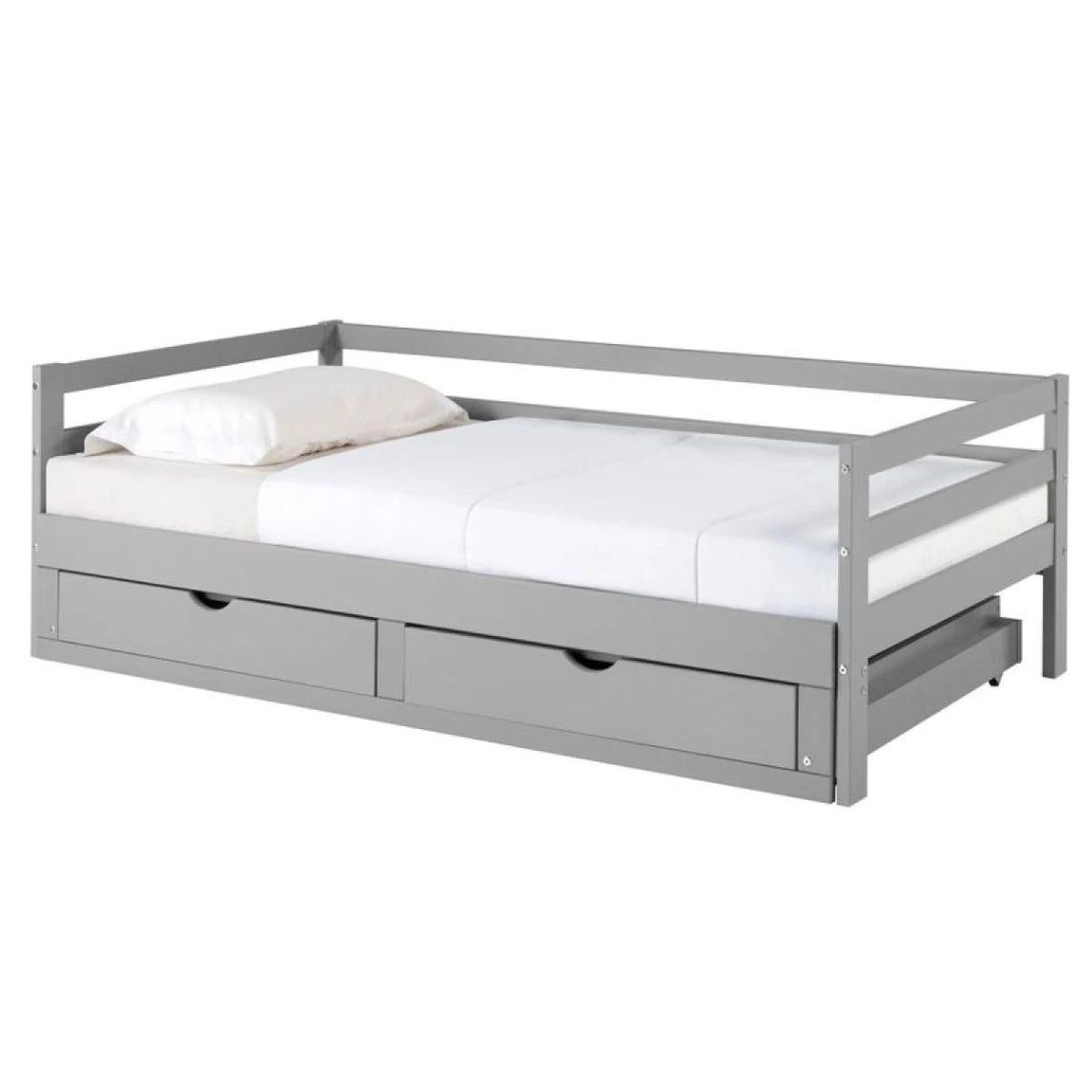 Lit Gigogne 90/180x190 Cm BLOOM Gris 1 Lit Gigogne 90/180x190 Cm BLOOM Gris