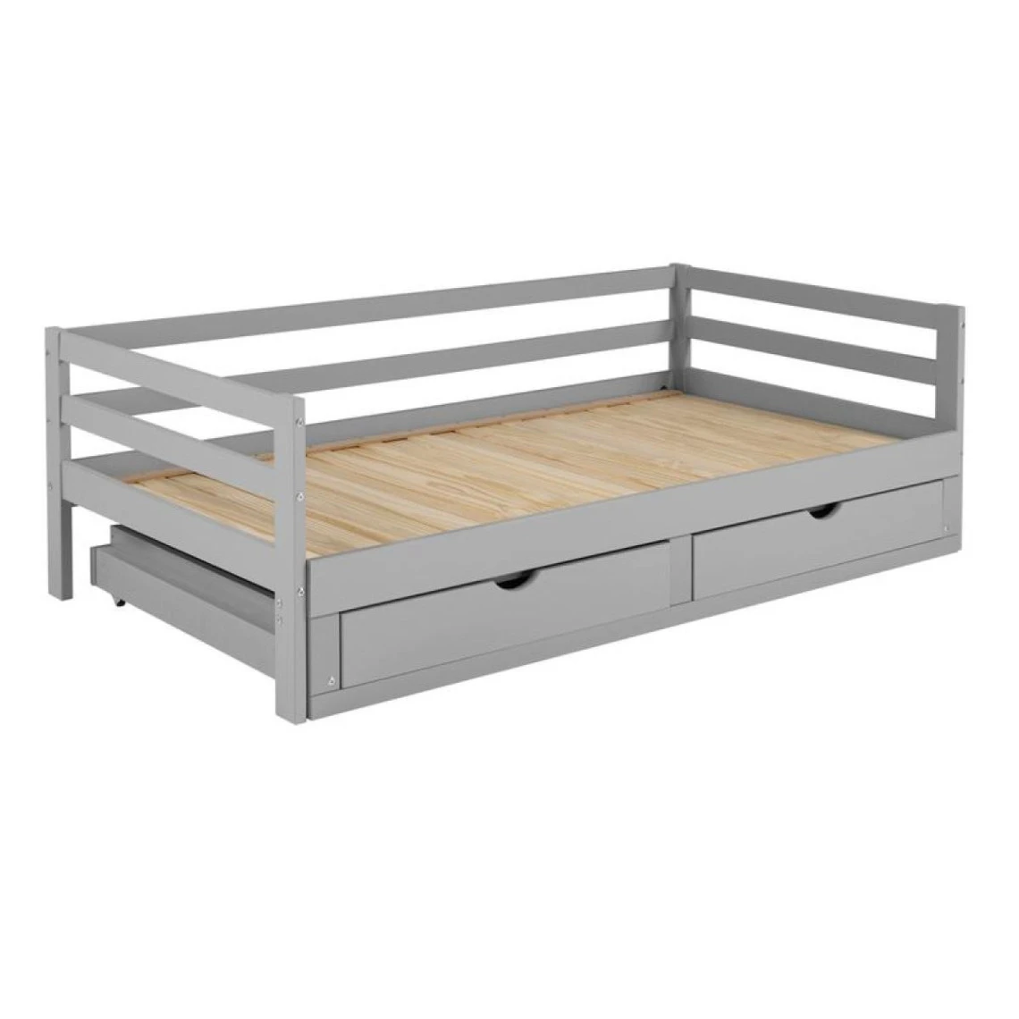 Lit Gigogne 90/180x190 Cm BLOOM Gris 3 Lit Gigogne 90/180x190 Cm BLOOM Gris – Image 3