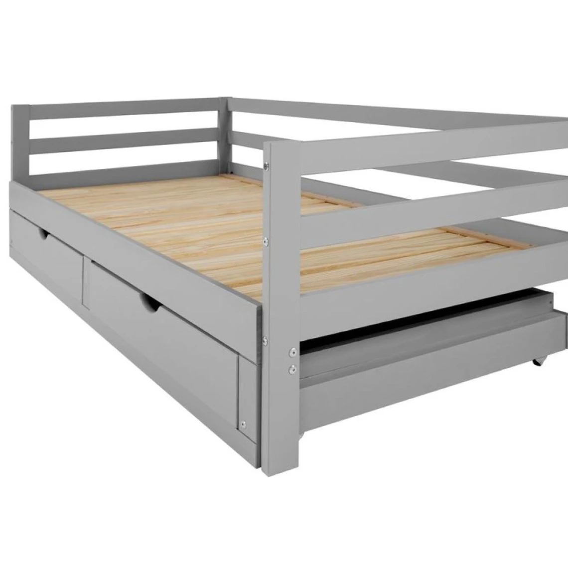 Lit Gigogne 90/180x190 Cm BLOOM Gris 5 Lit Gigogne 90/180x190 Cm BLOOM Gris – Image 5