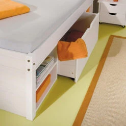 Lit 140x190 Chevets Intégrés + TILL Multi-rangements Blanc -Maison lit multi rangements clark 140x190cm blanc 11037748 28832298 1140x1140