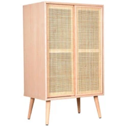 Meuble 2 Portes En MDF Et Rotin Tressé Roro.