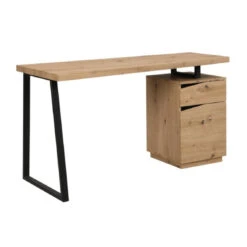 Bureau GOTAMA - 1 Tiroir Et 1 Porte - MDF Et Acier - Chêne Et Noir -Maison meuble bureau gotama 11962608 31720632 1140x1140