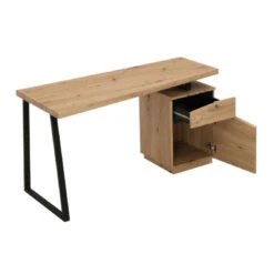 Bureau GOTAMA - 1 Tiroir Et 1 Porte - MDF Et Acier - Chêne Et Noir -Maison meuble bureau gotama 11962608 31720634 1140x1140