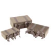 Set De 3 Coffre Velours/ Satin Beige - L 39 X L 27 X H 14 Cm