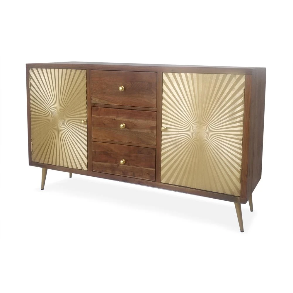 Buffet 2 Portes Et 3 Tiroirs Solaris Bois Et Or 2 Buffet 2 Portes Et 3 Tiroirs Solaris Bois Et Or – Image 2