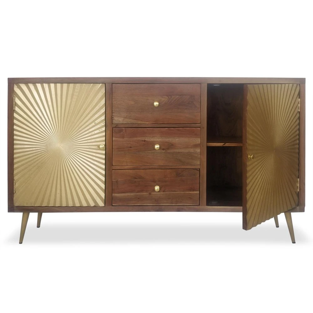 Buffet 2 Portes Et 3 Tiroirs Solaris Bois Et Or 3 Buffet 2 Portes Et 3 Tiroirs Solaris Bois Et Or – Image 3