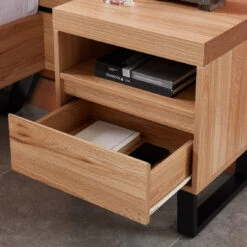 Table De Chevet FELIX Effet Chêne Et Pieds En Métal 1 Tiroir Et 1 Ni... -Maison table de chevet felix effet chene et pieds en metal 1 tiroir et 1 niche l45cm 10874190 28387686 1140x1140