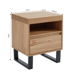 Table De Chevet FELIX Effet Chêne Et Pieds En Métal 1 Tiroir Et 1 Ni... -Maison table de chevet felix effet chene et pieds en metal 1 tiroir et 1 niche l45cm 10874190 28387688 1140x1140