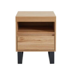 Table De Chevet FELIX Effet Chêne Et Pieds En Métal 1 Tiroir Et 1 Ni... -Maison table de chevet felix effet chene et pieds en metal 1 tiroir et 1 niche l45cm 10874190 28387690 1140x1140