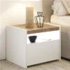 Table De Chevet LED Blanc Et Couleur Bois DEBORAH (lot De 2)