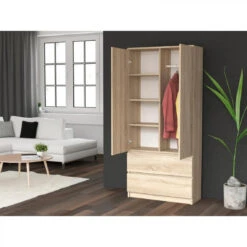 TURIN | Armoire Style Moderne Chambre Salon | Penderie Multifonctions ... -Maison turin armoire style moderne chambre salon penderie multifonctions 2 portes tiroirs dressing systeme tip on sonoma 9716382 25159372 1140x1140