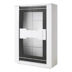 Vitrine 2 Portes BELLARIVA Laqué Blanc/ Gris Anthracite -Maison vitrine 2 portes bellariva laque blanc gris 9689948 25112590 1140x1140