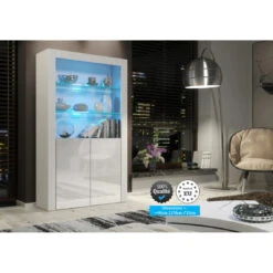 Vitrine JIVE 90 Cm Blanc Laqué Avec LEDS -Maison vitrine jive 90 cm blanc laque avec leds 11046622 1014196 96 1140x1140
